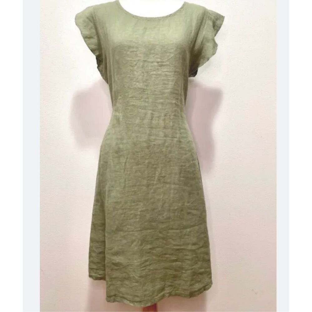 Terzo Millennio shift Dress with Flutter Cap Sleeves, L. Sage Linen!